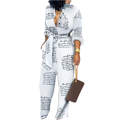 Womens Camouflage Long Sleeve Wide Leg Autumn Jumpsuit Rompers