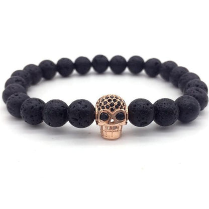Unisex Skull Charm Bracelet – Copper Beaded Bracelet for Edgy & Everyday Wear