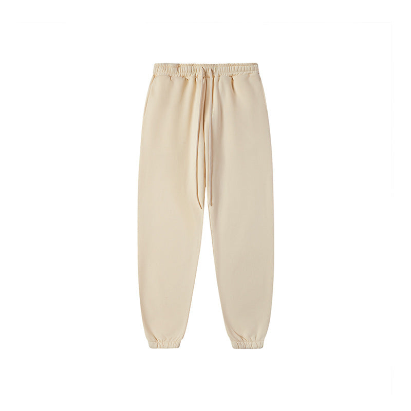 Trendy Unisex Fleece Tracksuit Solid Color Hoodie Sweatpants Set Autumn Winter Sports Jogging Outfit