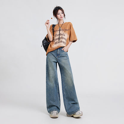 High Waist Baggy Jeans Straight Leg Korean Fashion For Women