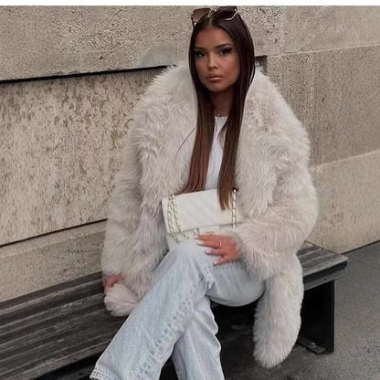 Fresh Warm Thick Artificial Fur Collar Women Winter Coats