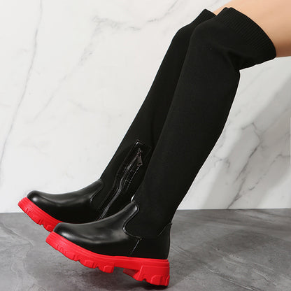 Knee-High Boots for Women | Tassel Side Zipper Mid-Height Square Heel Winter Boots
