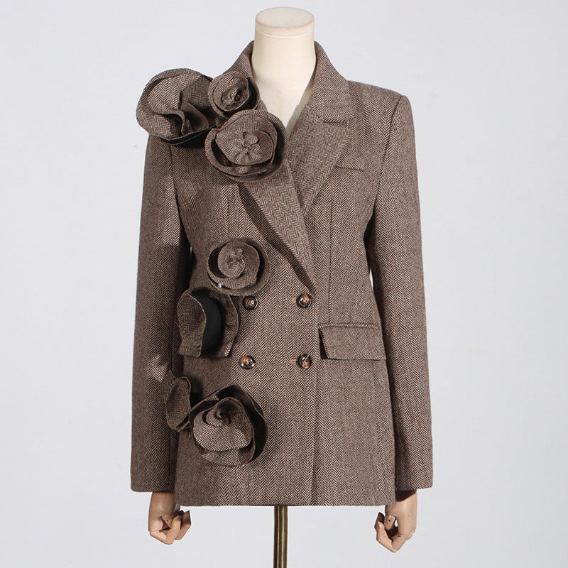 Rose Flower Decoration Autumn Jacket