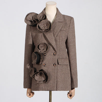 Rose Flower Decoration Autumn Jacket