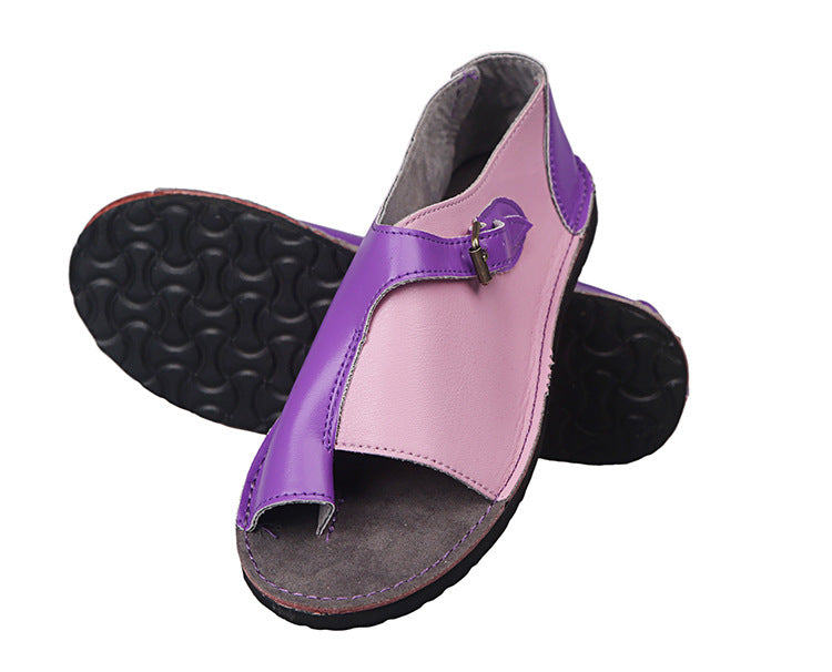 Retro Style Buckle Closure Leather Sandals For Women