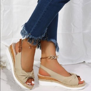 Peep Toe Block Heels Buckle Strap Summer Shoes