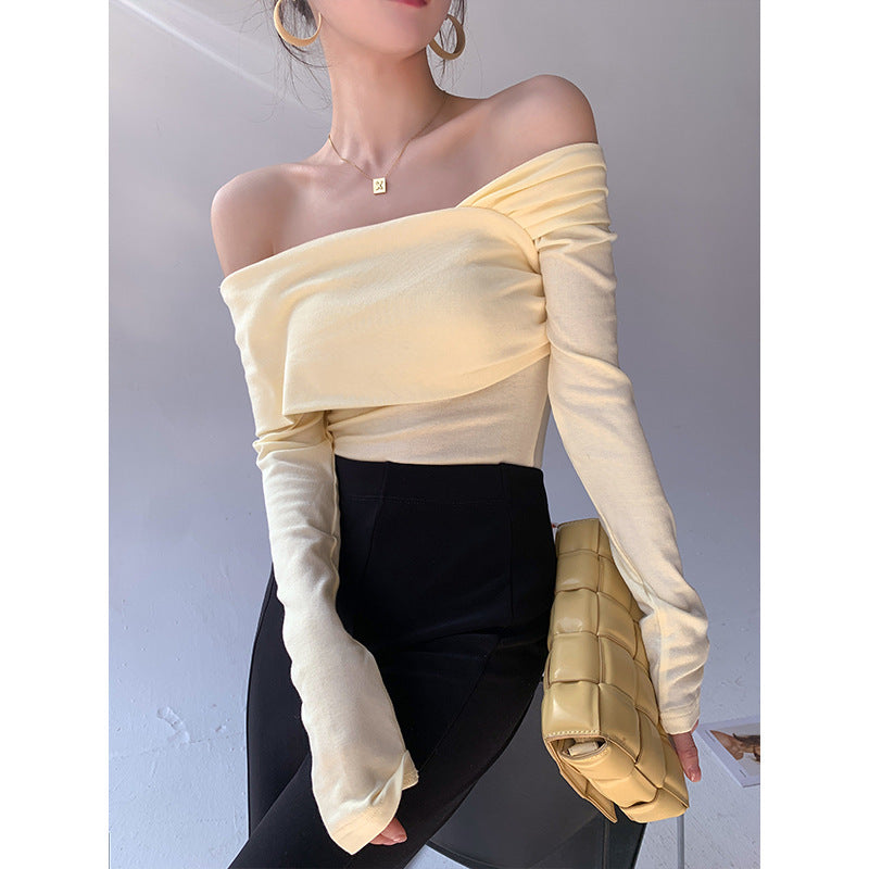 Slash Neck Crop Top & Asymmetric Faux Leather Mini Skirt Set – Edgy Streetwear Outfit