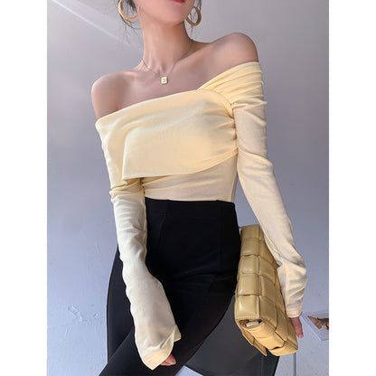 Slash Neck Crop Top & Asymmetric Faux Leather Mini Skirt Set – Edgy Streetwear Outfit