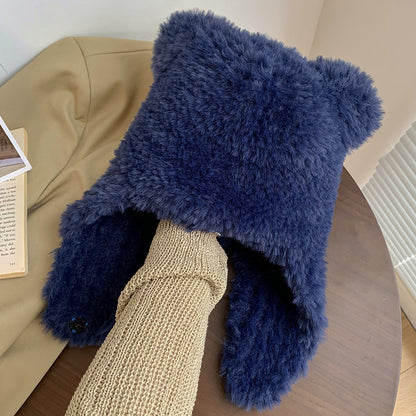 Cute Cartoon Bear Designed Women Ear Protection Thick Hat