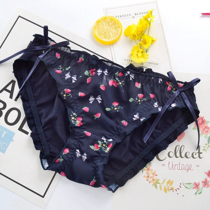 Japanese Cotton Women's Panties & Bow Briefs – High-Waist Lace-Edged Cotton Panties with Seamless Comfort