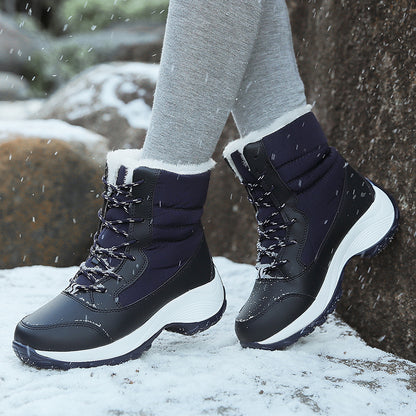 Womens Winter Snow Boots Warm Plush Ankle Boots Fashionable Cold Weather Cotton Shoes For Ladies
