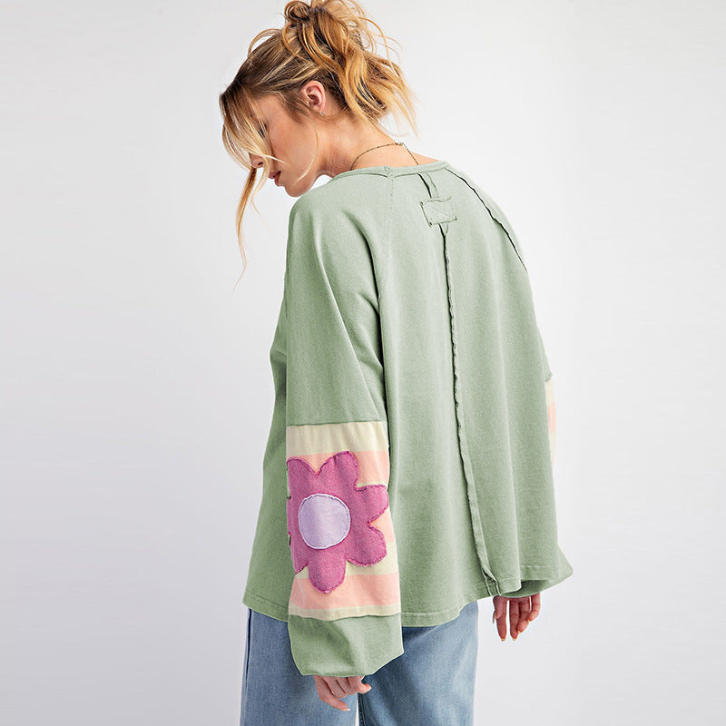Floral Loose Pullover Sweater – Casual Japanese & Korean Style