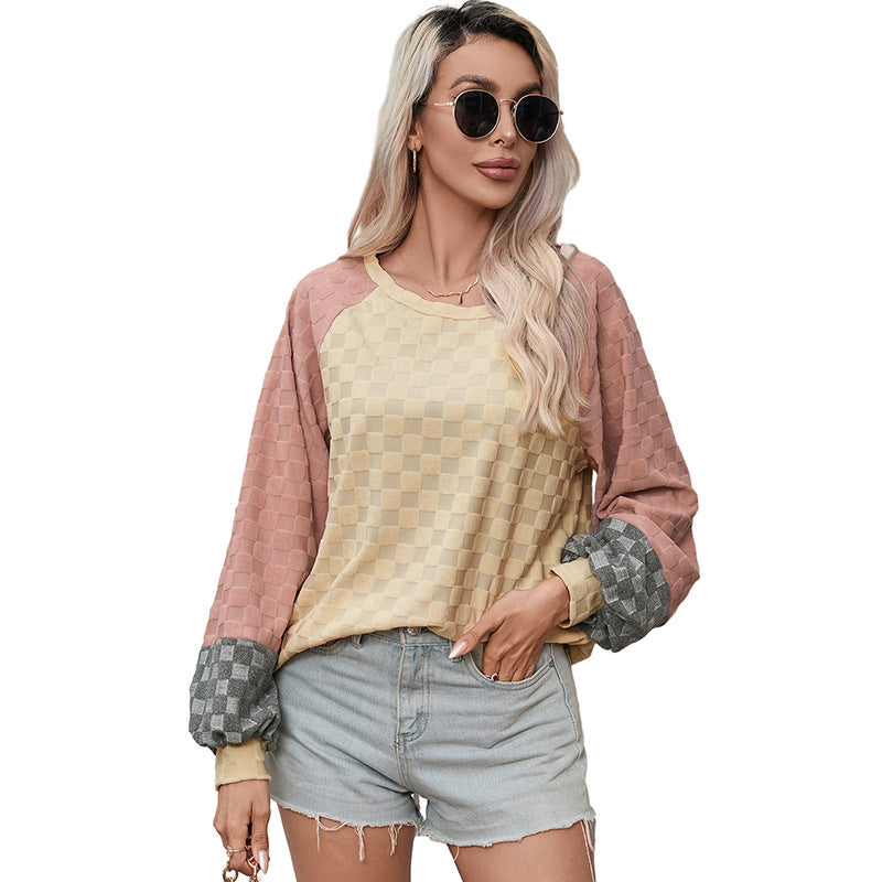 Loose Chessboard Plaid Oversized Sweaters for Women – Khaki Pullover, Cute Autumn & Winter Outfit