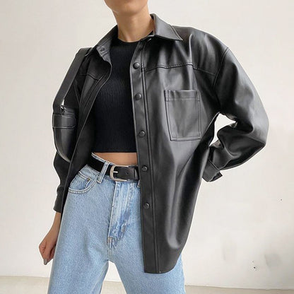 Leather Motorcycle Jacket for Women – PU Biker Coats Streetwear Style | Black & Purple Jackets 2025