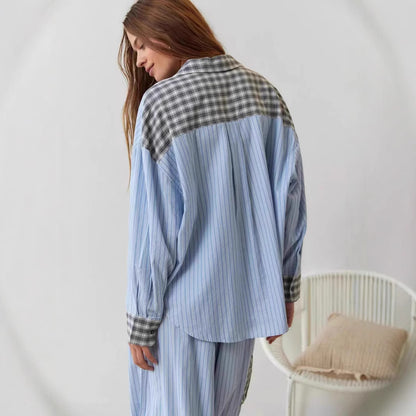Plaid Shirt & Matching Trousers Two-Piece Outfit Set | Cozy Style 2025 Aesthetic