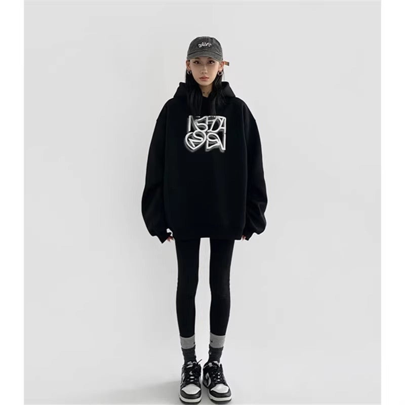 All-American Comfort: Heavy Cotton Hooded Sweater for Women