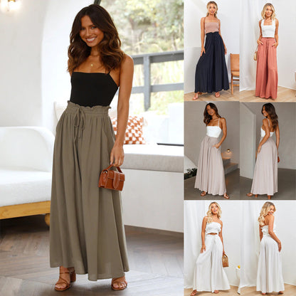 High-Waist Loose Casual Trousers – Wide-Leg Breathable Pants