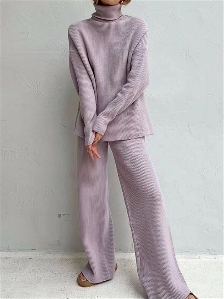 Winter Fashion Turtleneck Sweater Jogging Pants Women Tracksuits