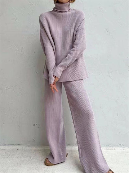 Winter Fashion Turtleneck Sweater Jogging Pants Women Tracksuits