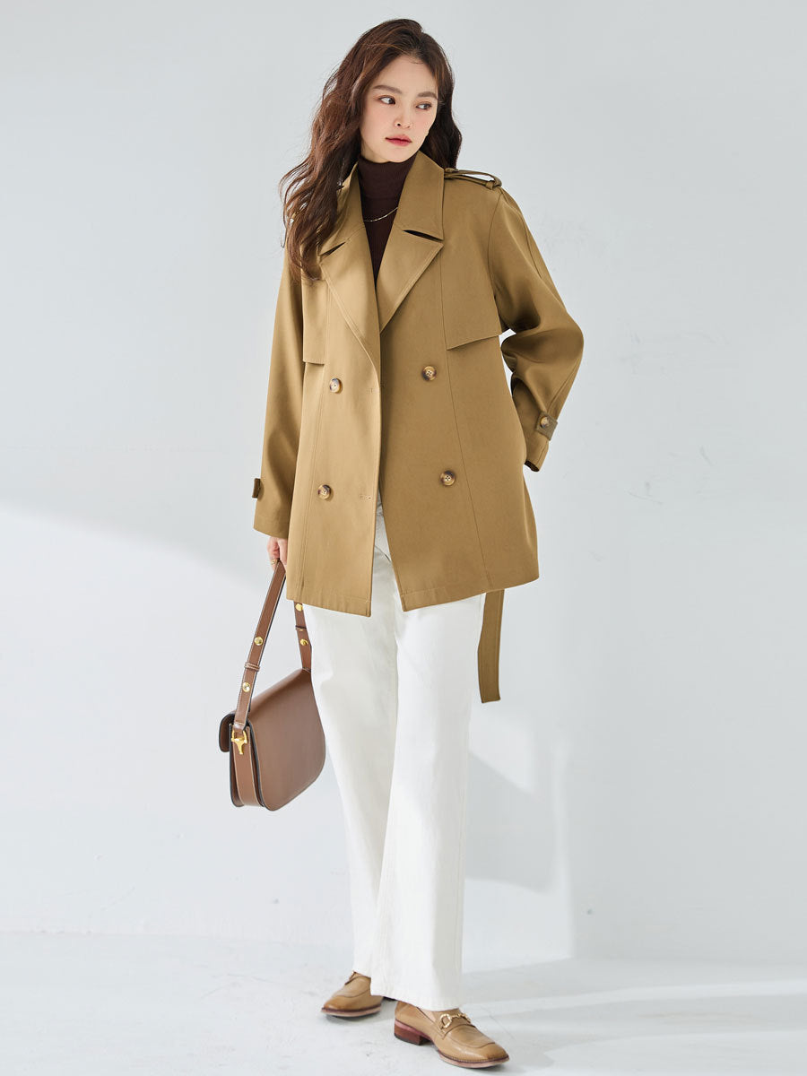 Khaki Short Trench Coat – Trench Coats Women Outfit Casual & Chic Everyday Outfits