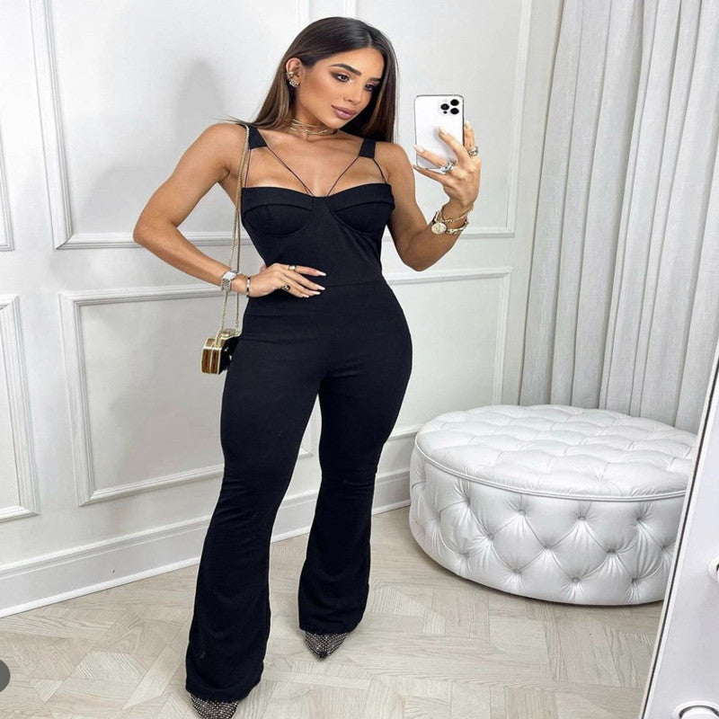 Bandage Backless High-Waist Jumpsuit for Women – Sexy Urban Street Style One-Piece