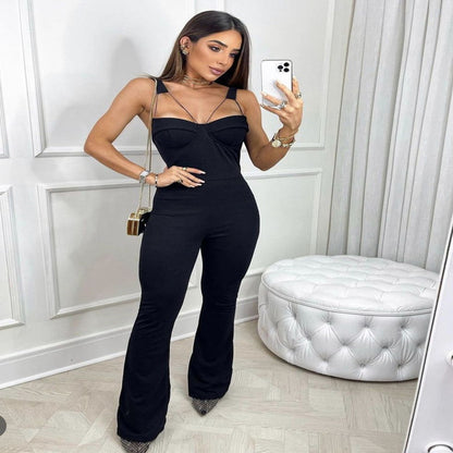 Bandage Backless High-Waist Jumpsuit for Women – Sexy Urban Street Style One-Piece