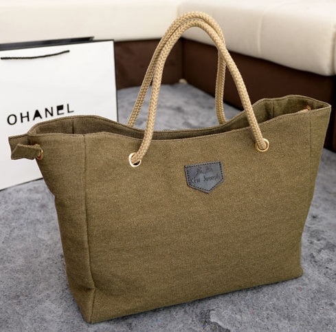 Korean-Inspired Canvas Shoulder Tote Minimalist Everyday Bag