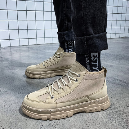 Platform Martin Boots for Men – Comfortable Mid-Tube Casual Footwear with Rubber Sole