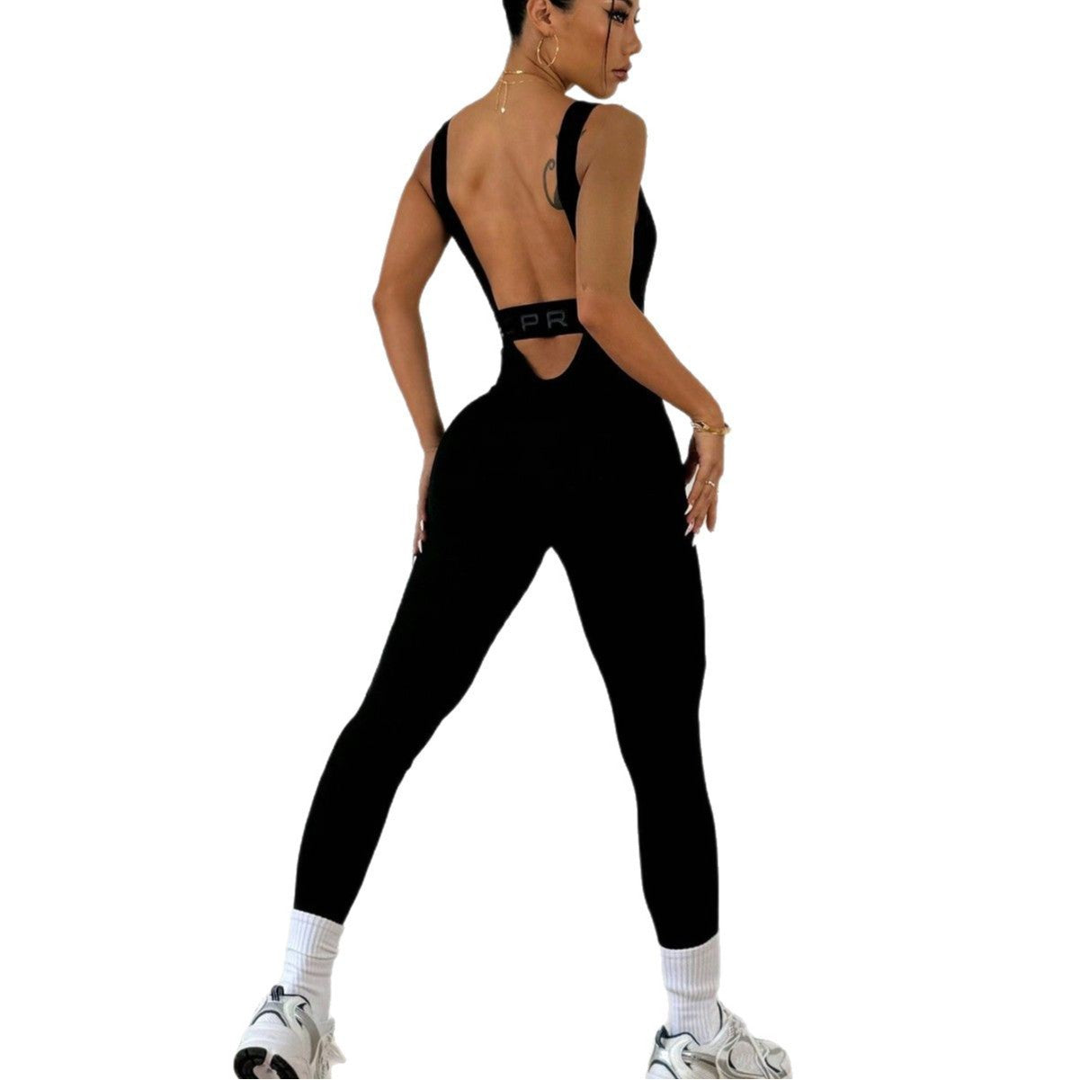 Crisscross Backless One Piece Fitness Women Jumpsuits