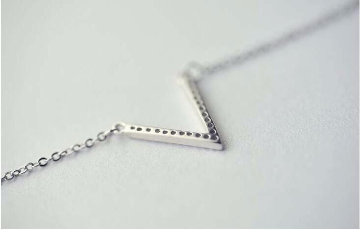 925 Sterling Silver Letter Shiny Zircon Necklace
