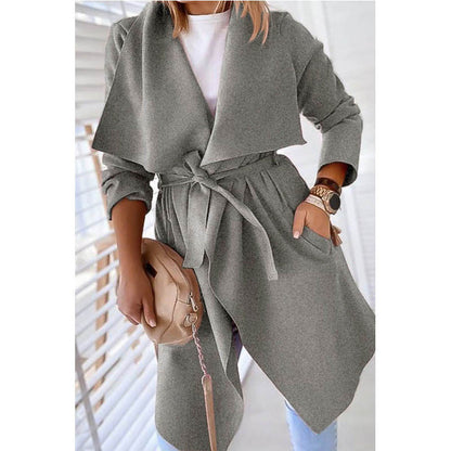 Medium-Length Lapel Trench Coat – Trench Coats Women Outfit Classy & Elegant Winter Outfits