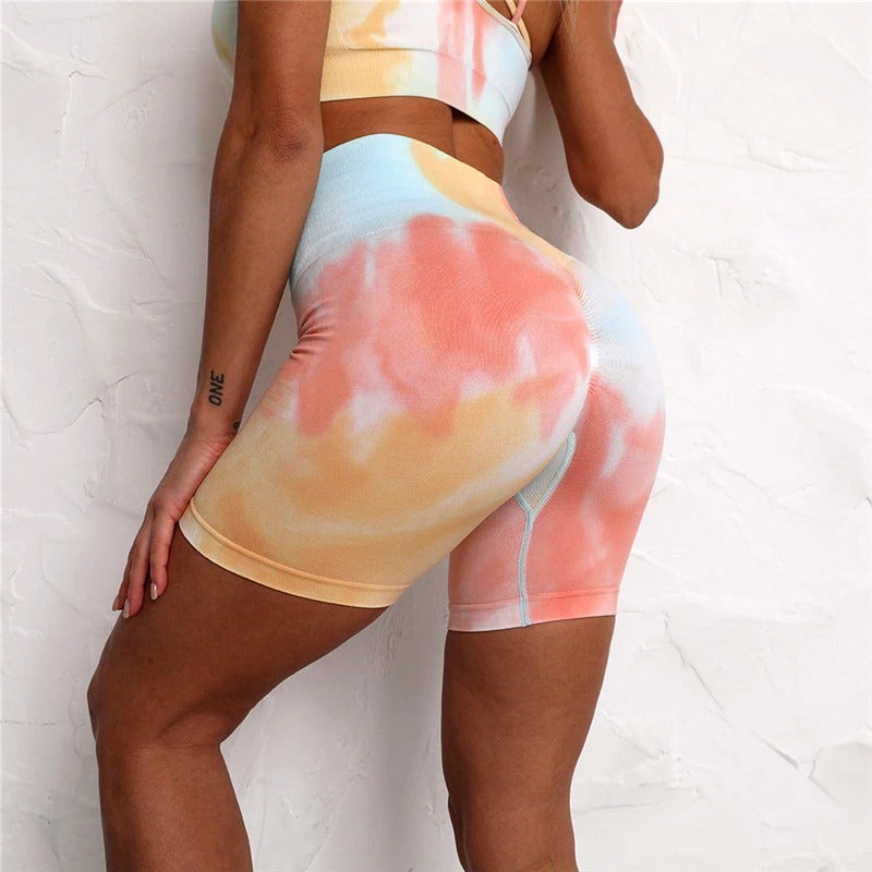 Tie-Dye Seamless Two-Piece Activewear Outfit Set | Vibrant Style 2025 Aesthetic