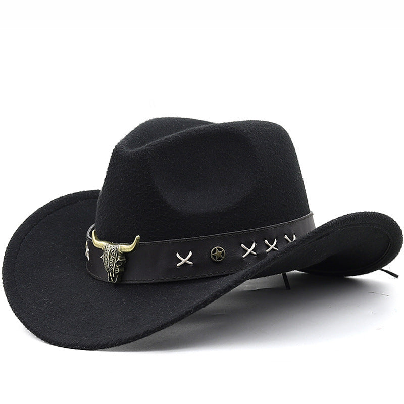 Bull Ox Head Leather Vintage Western Hat