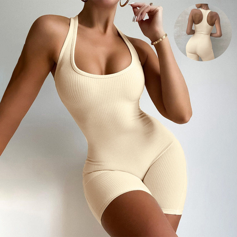 Womens Backless Sleeveless One Piece Summer Jumpsuit Rompers