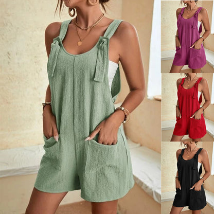 Suspender-Style Loose-Fit Romper for Women – Comfortable Summer One-Piece Outfit