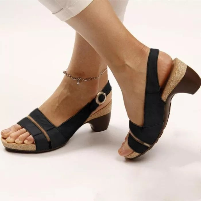 Korean Style Women S Peep Toe Sandals Hook Loop Strap Platform Flats For Summer
