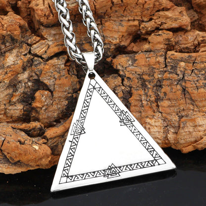 Mens Stainless Steel Geometric Pendant With CZ Stone