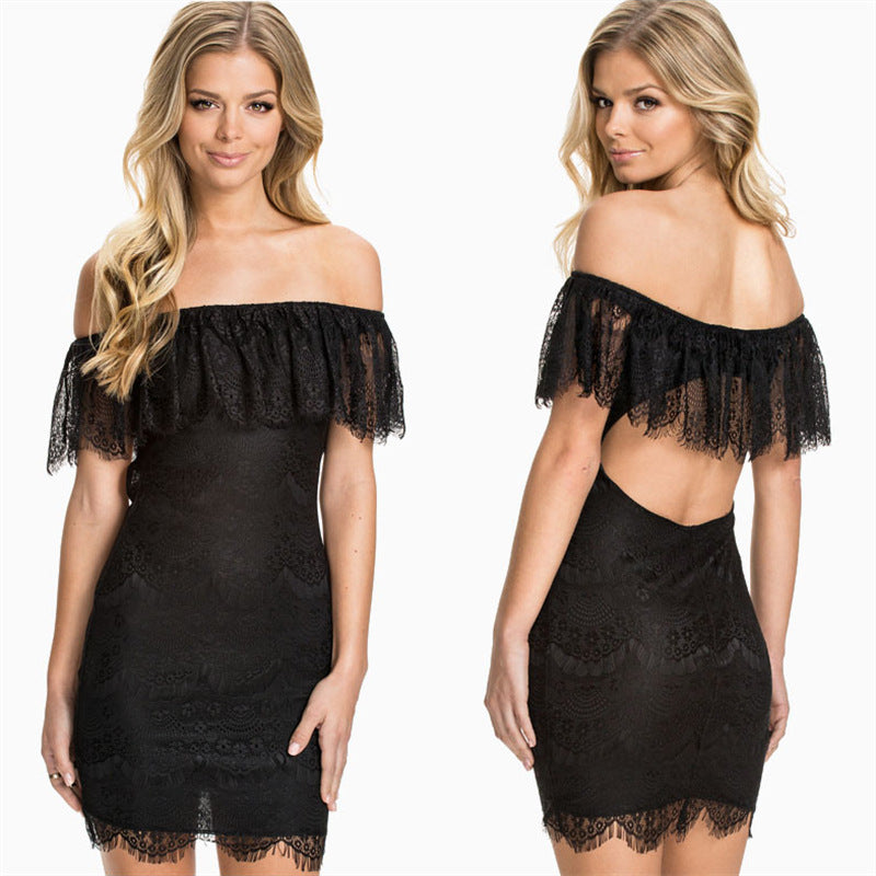 Lace Perspective Strapless Short Sexy Dress