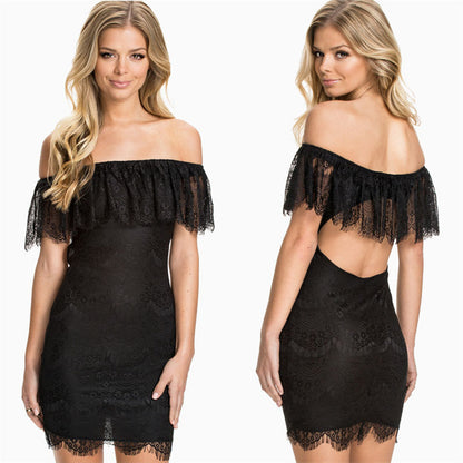 Lace Perspective Strapless Short Sexy Dress