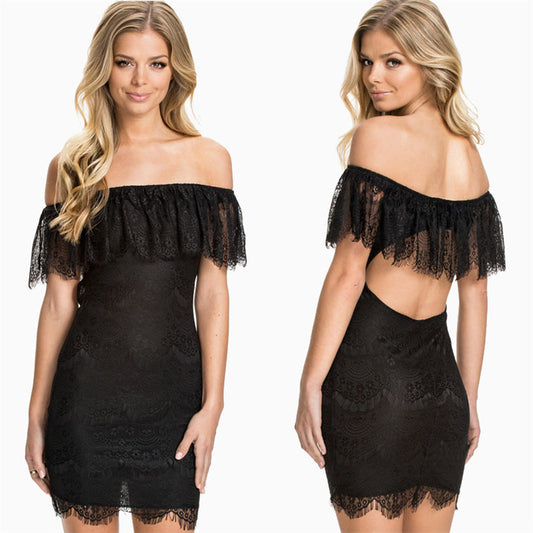 Lace Perspective Strapless Short Sexy Dress
