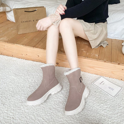 Natural Wool Insole Cow Suede Snow Boots