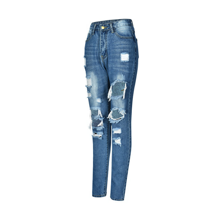 Distressed Ripped Mid-Rise Pencil Jeans – Slim Fit Denim for Women