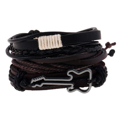 Leather Anchor Charm Bracelet – Men’s Adjustable Leather Bracelet for Everyday Wear