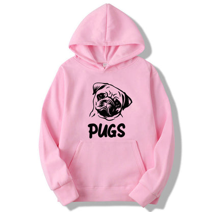 Hip Hop Pug Printed Hoodie – Retro Street Style for Men & Women