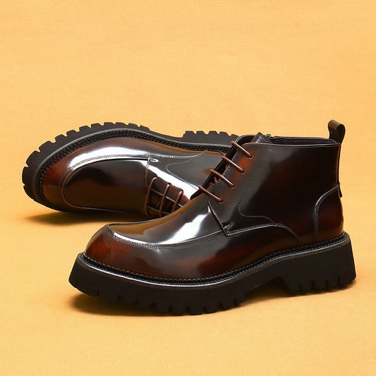 Mens Full Black Front Zipper Ankle Boots