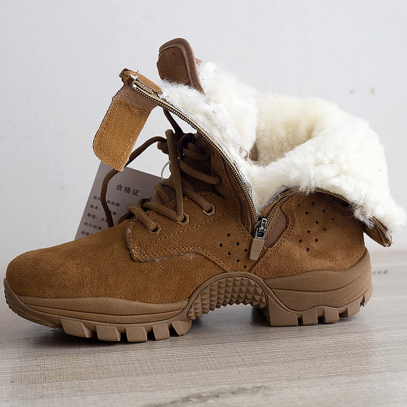 Womens Lace Up Snow Boots Waterproof Platform Outdoor Cotton Ski Boots 2025 Winter Collection