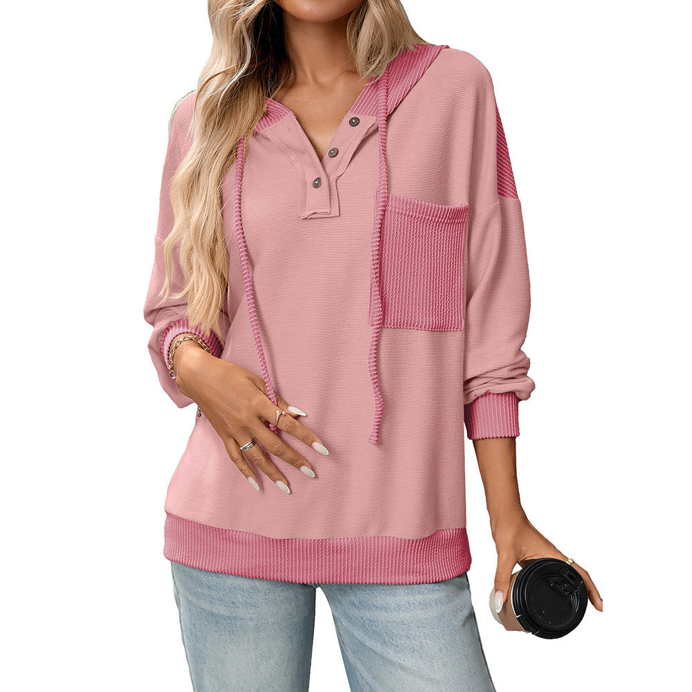 Contrast Color Twist Strip Hoodie – Cozy Street Style with a Trendy Edge