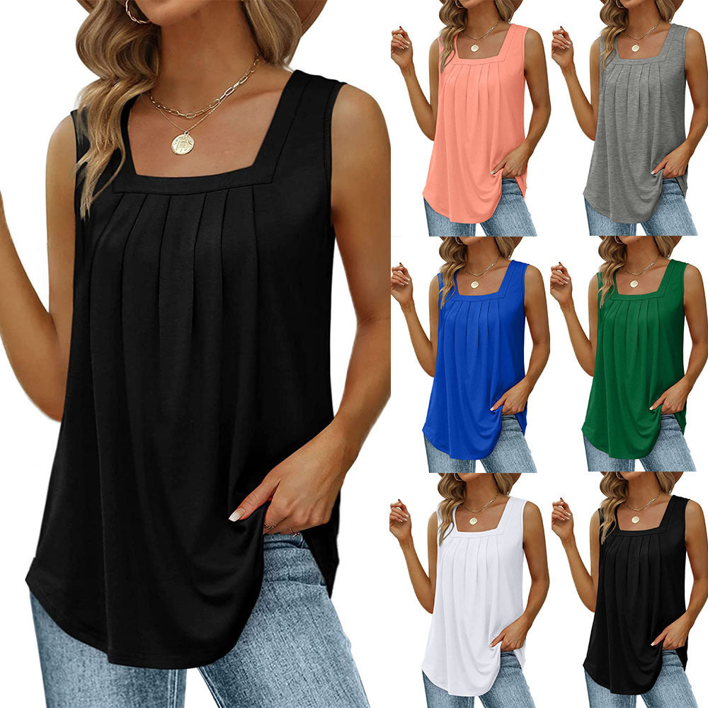 Loose-Fit Pleated Tank Tops for Women – Summer Casual & Layering Outfit