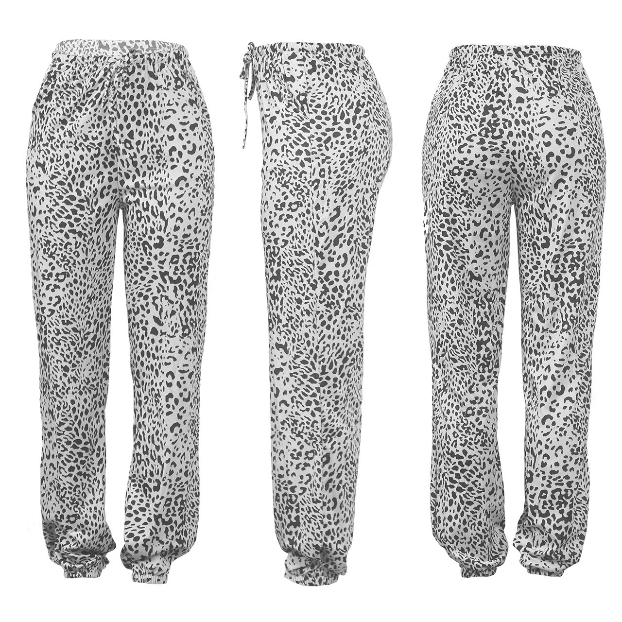 Square Neck Sleeveless Crop Leopard Pant Two Piece Women Outfit Sets