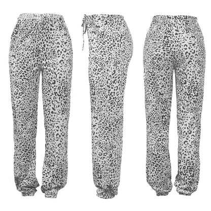 Square Neck Sleeveless Crop Leopard Pant Two Piece Women Outfit Sets